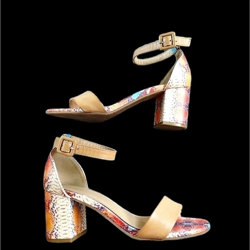 Snake Print/Python Pattern Block Heels SIZE 7.5 - Picture 4 of 6